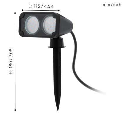 Eglo 75315 - LED Lampa zewnętrzna NEMA 2xGU10/2,8W/230V 3000K IP44