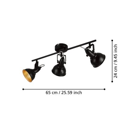Eglo 75513 - Oprawa punktowa THORNTON 3xE14/28W/230V czarna/złota