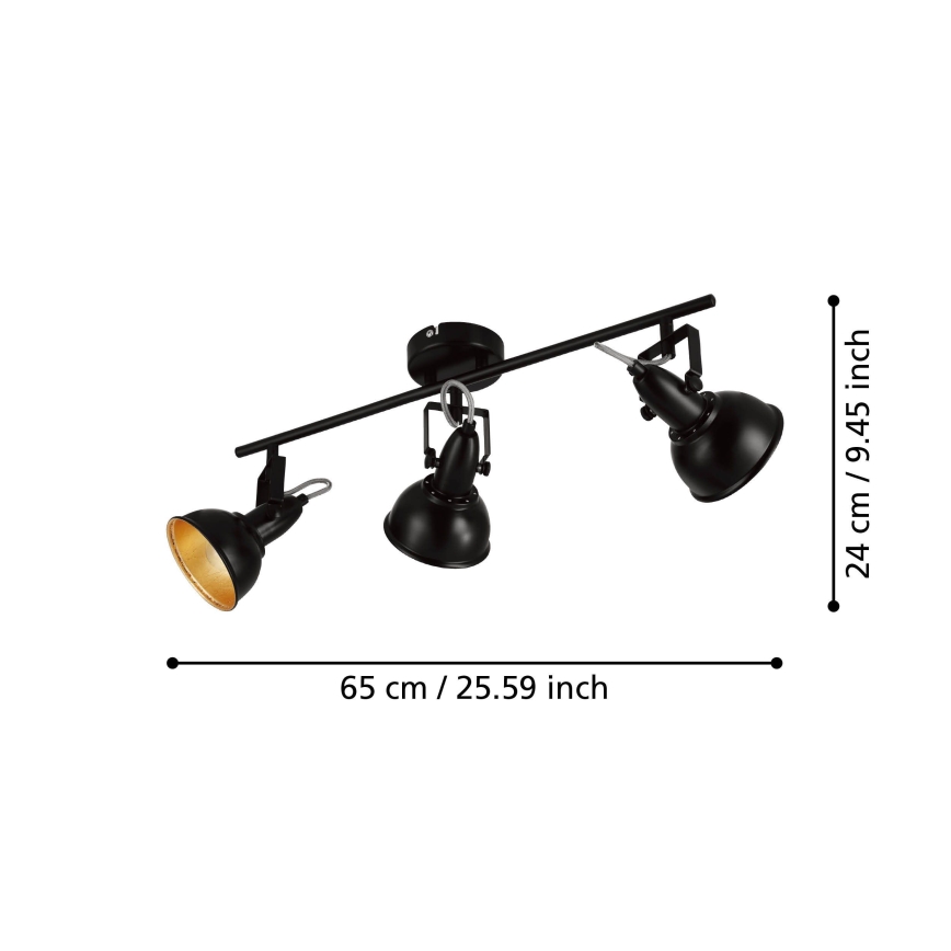 Eglo 75513 - Oprawa punktowa THORNTON 3xE14/28W/230V czarna/złota