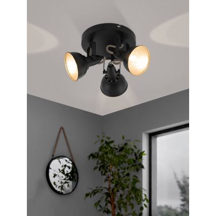 Eglo 75514 - Oprawa punktowa THORNTON 3xE14/28W/230V czarna/złota