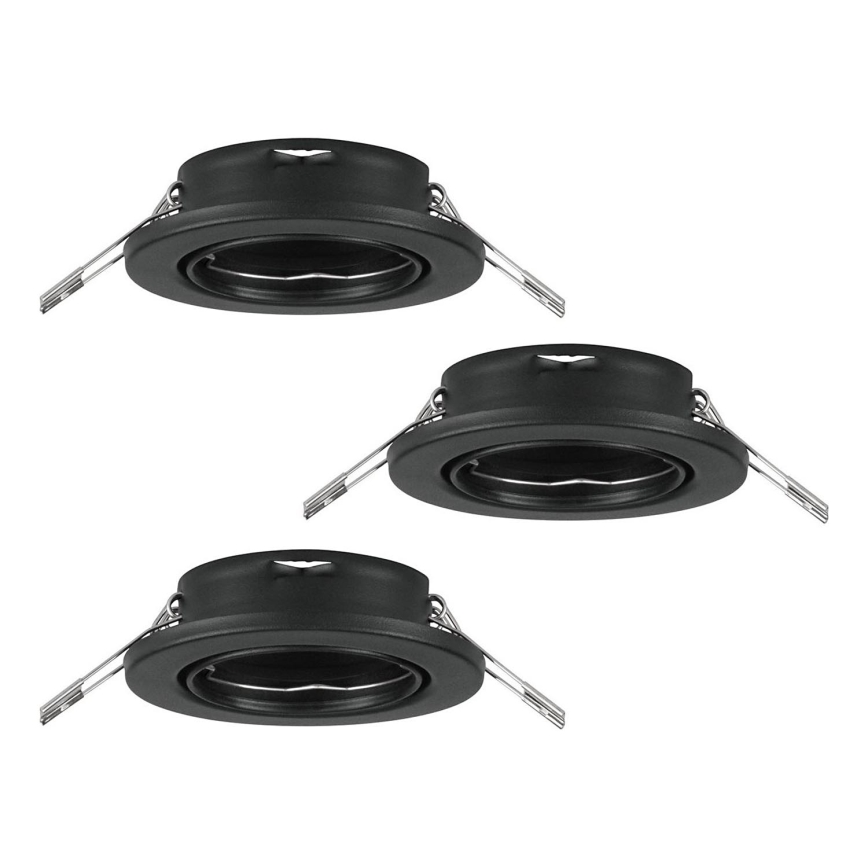 Eglo 75673 - ZESTAW 3x Wpuszczana oprawa łazienkowa AGULO 1xGU10/35W/230V IP23 czarna