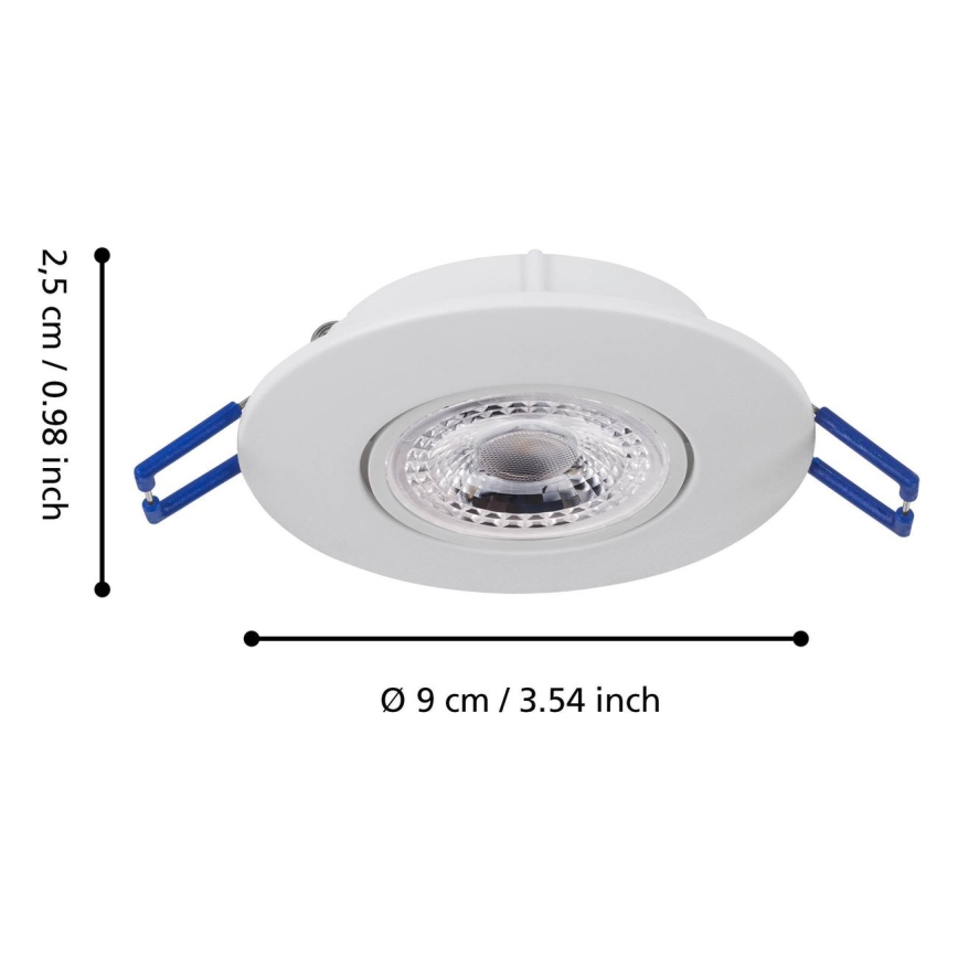 Eglo 75763 - ZESTAW 3x LED Oprawa wpuszczana ZUJAR LED/3,4W/230V biała