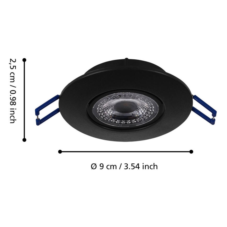 Eglo 75765 - ZESTAW 3x LED Oprawa wpuszczana ZUJAR LED/3,4W/230V czarna