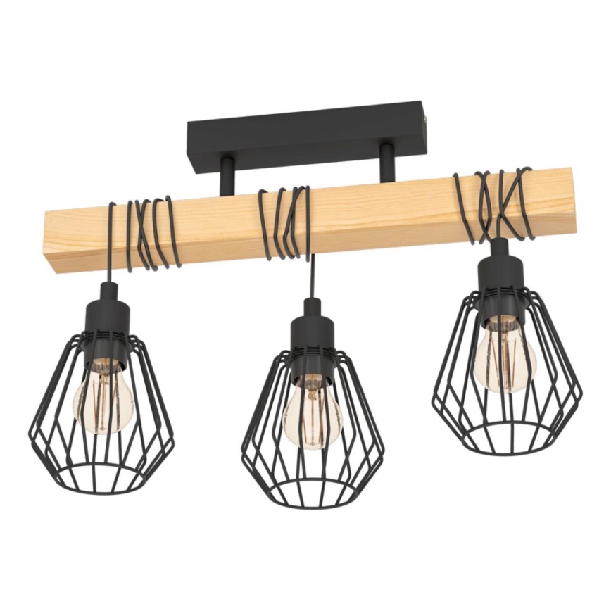Eglo 780168 - Lampa sufitowa natynkowa TABODI 3xE27/40W/230V sosna/czarny