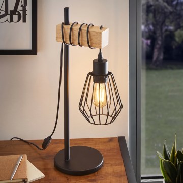 Eglo 780173 - Lampa stołowa TABODI 1xE27/40W/230V sosna/czarny