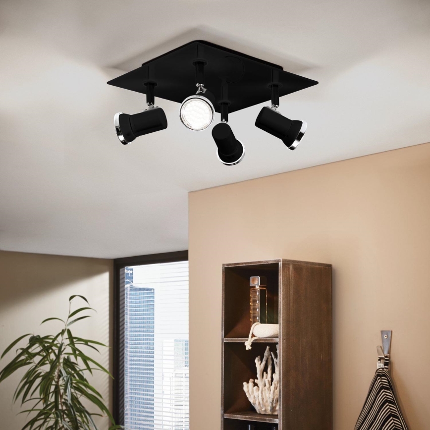Eglo 780428 - LED Oświetlenie łazienkowe punktowe BABILONE 4xGU10/3W/230V IP44 czarny