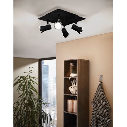 Eglo 780428 - LED Oświetlenie łazienkowe punktowe BABILONE 4xGU10/3W/230V IP44 czarny