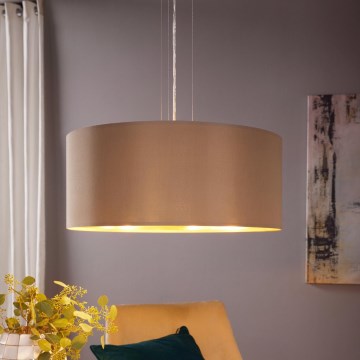 Eglo 78693 - Żyrandol na lince MASERLO 3xE27/60W/230V śr. 53 cm beżowy/miedź