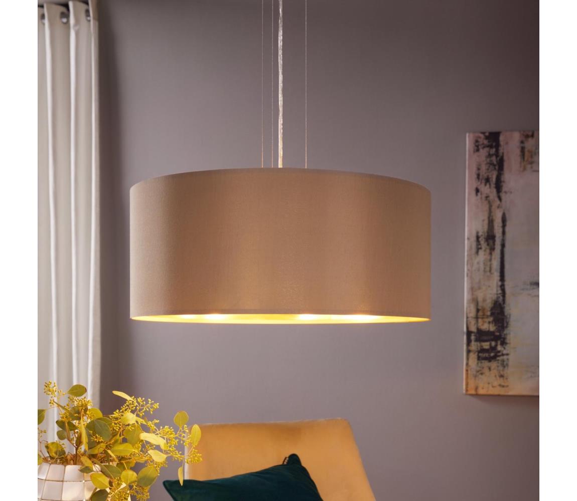 Eglo 78693 - Żyrandol na lince MASERLO 3xE27/60W/230V śr. 53 cm beżowy/miedź