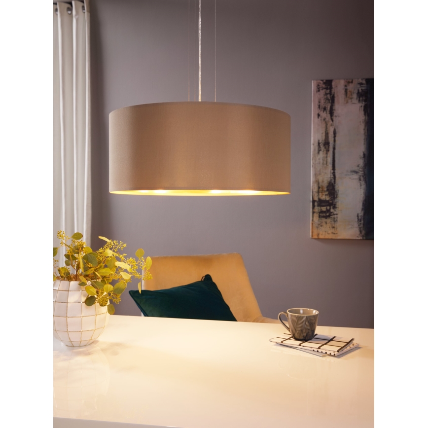 Eglo 78693 - Żyrandol na lince MASERLO 3xE27/60W/230V śr. 53 cm beżowy/miedź