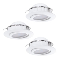 Eglo 78755 - ZESTAW 3x LED Oprawa wpuszczana PINEDA 1xLED/6W/230V 3000K biała