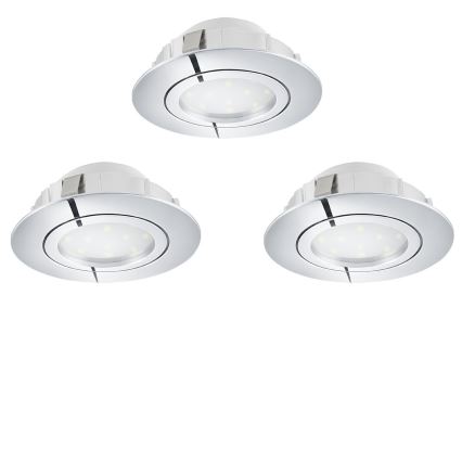 Eglo 78761 - ZESTAW 3x LED Oprawa wpuszczana ściemnialna PINEDA 1xLED/6W/230V 3000K chrom błyszczący