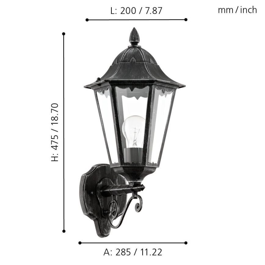 Eglo 79267 - Kinkiet zewnętrzny NAVEDO 1xE27/60W/230V IP44