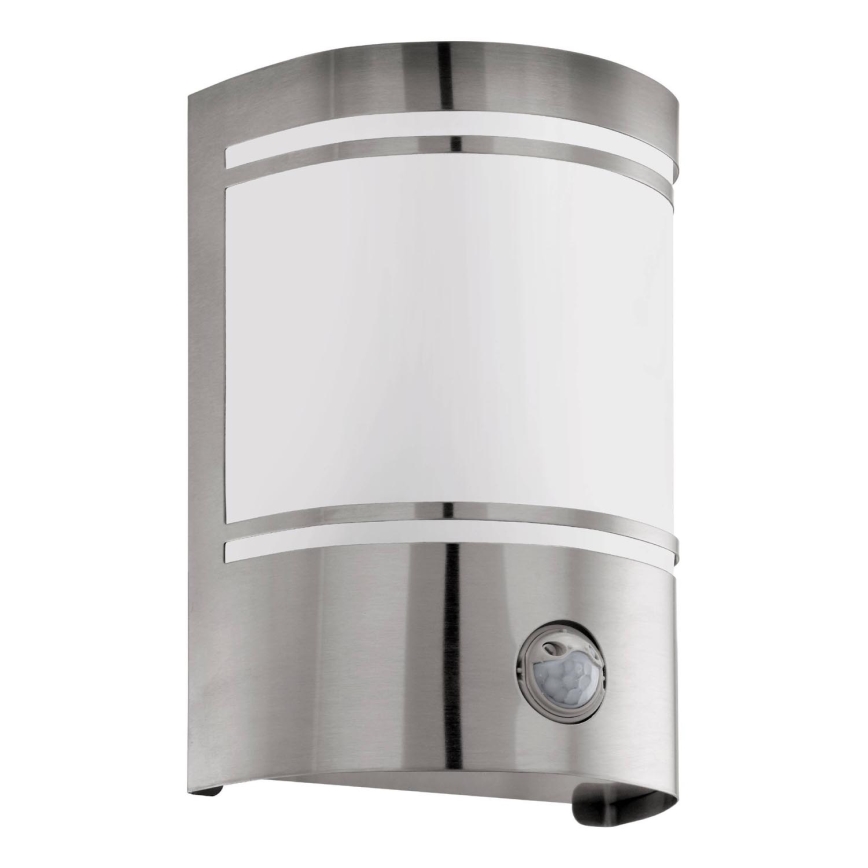 Eglo 79284 - Kinkiet zewnętrzny z czujnikiem CERNO 1xE27/40W/230V chrom błyszczący IP44