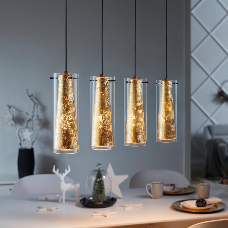 Eglo 79344 - Żyrandol na lince PINTO GOLD 4xE27/40W/230V złoty