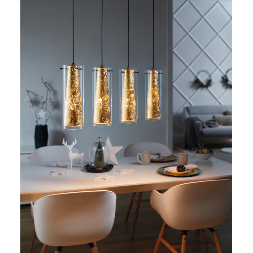 Eglo 79344 - Żyrandol na lince PINTO GOLD 4xE27/40W/230V złoty