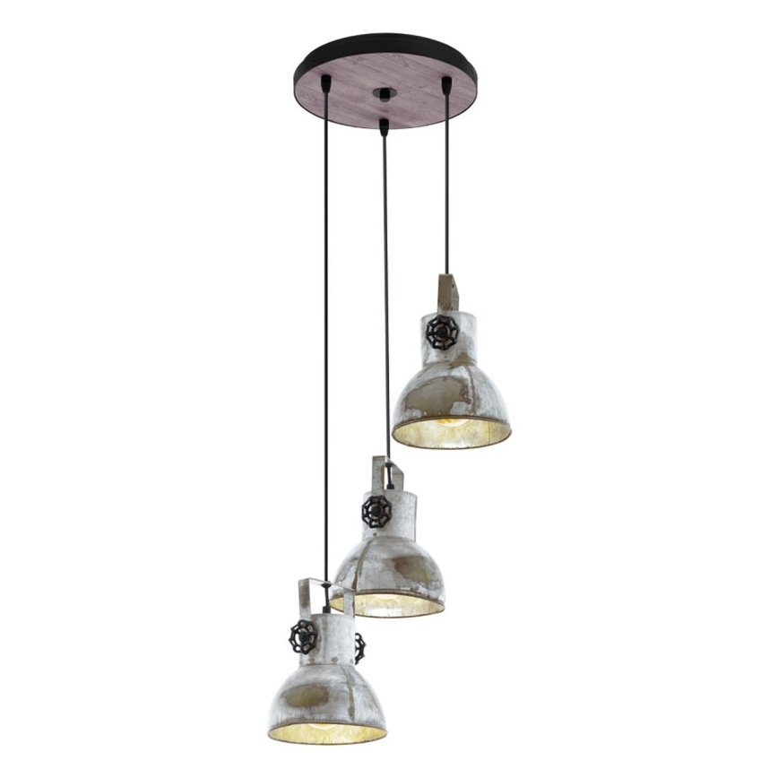 Eglo 79371 - Żyrandol na przewodzie BARNSTAPLE 3xE27/40W/230V brązowy/patina