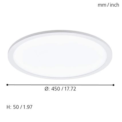 Eglo 79469 - LED Plafon ściemnialny POZZALLO LED/21W/230V 2700-6500K biały + zdalne sterowanie