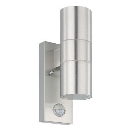 Eglo 79594- LED Kinkiet zewnętrzny z czujnikiem ARAPONGAS 2xGU10/2,8W/230V IP44 matowy chrom