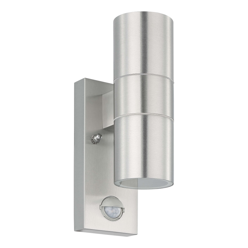Eglo 79594- LED Kinkiet zewnętrzny z czujnikiem ARAPONGAS 2xGU10/2,8W/230V IP44 matowy chrom