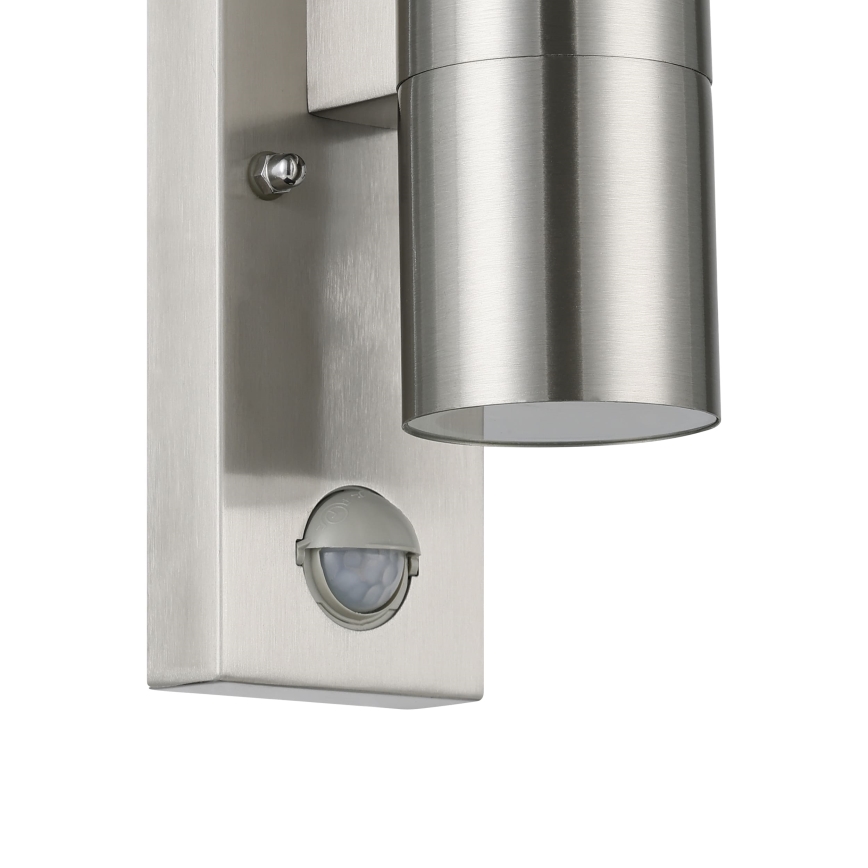 Eglo 79594- LED Kinkiet zewnętrzny z czujnikiem ARAPONGAS 2xGU10/2,8W/230V IP44 matowy chrom