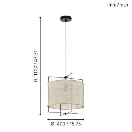 Eglo 79644 - Lampa wisząca na lince BRIDEKIRK 1xE27/40W/230V