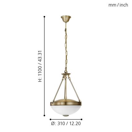 EGLO 82747 -Lampa wisząca SAVOY 2xE14/40W