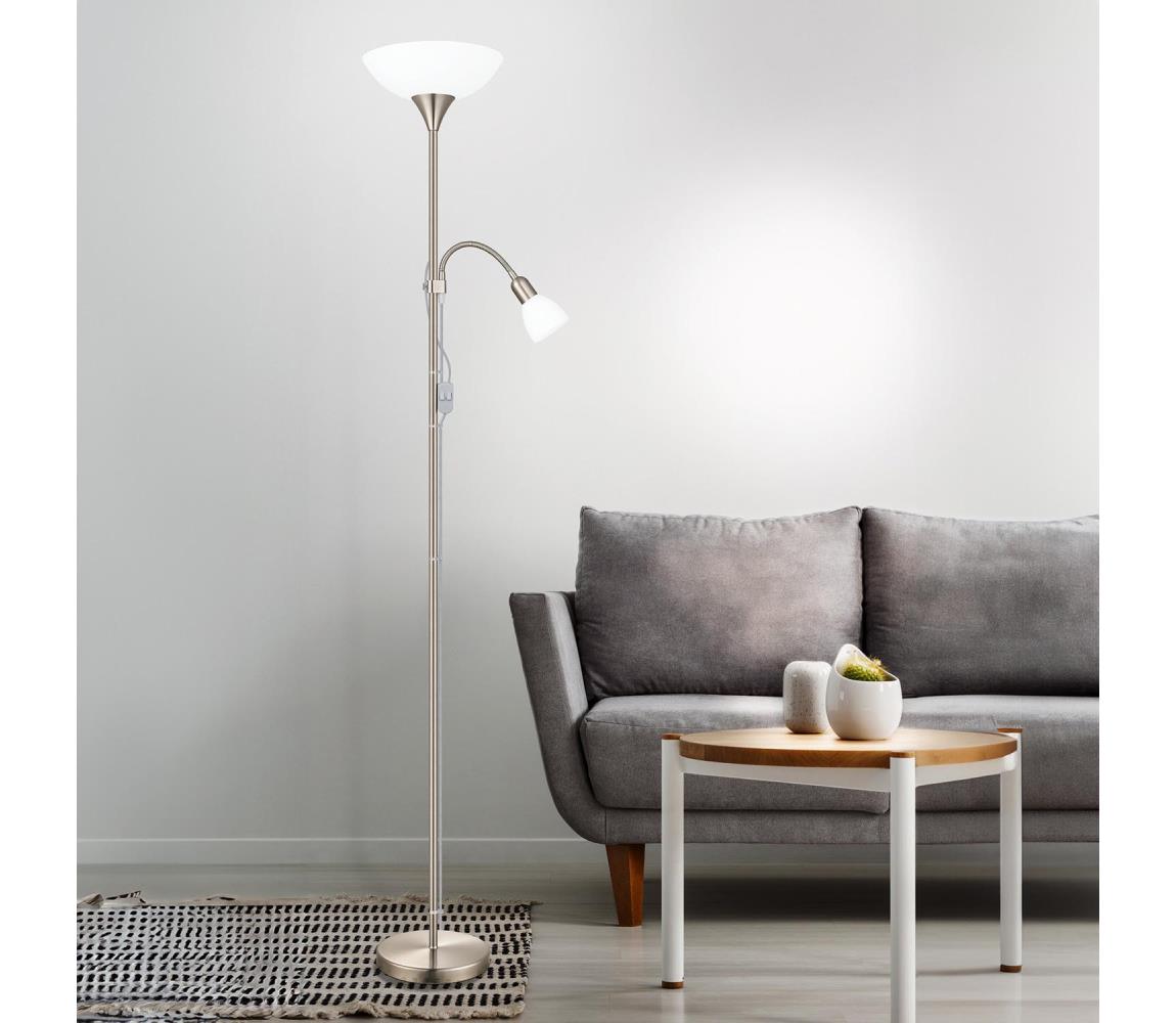 EGLO 82842 - Lampa podłogowa UP 2 1xE27/60W + 1xE14/25W chrom