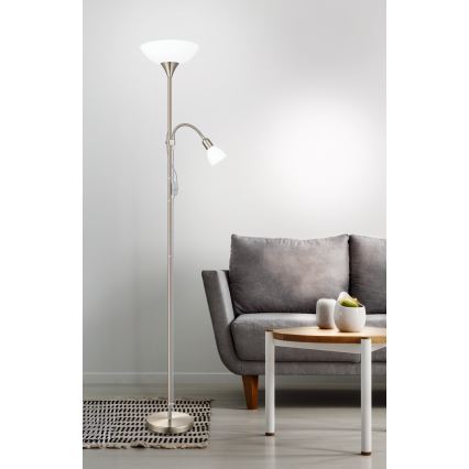 EGLO - Lampa stojąca 1xE27/60W + 1xE14/25W matowy chrom