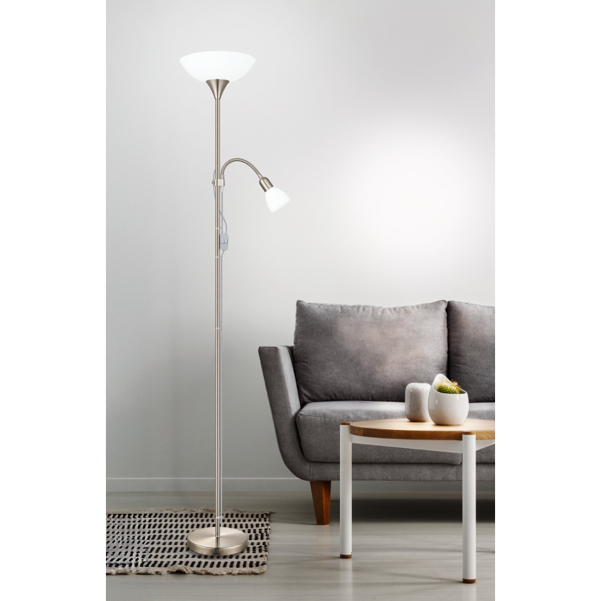 EGLO - Lampa stojąca 1xE27/60W + 1xE14/25W matowy chrom