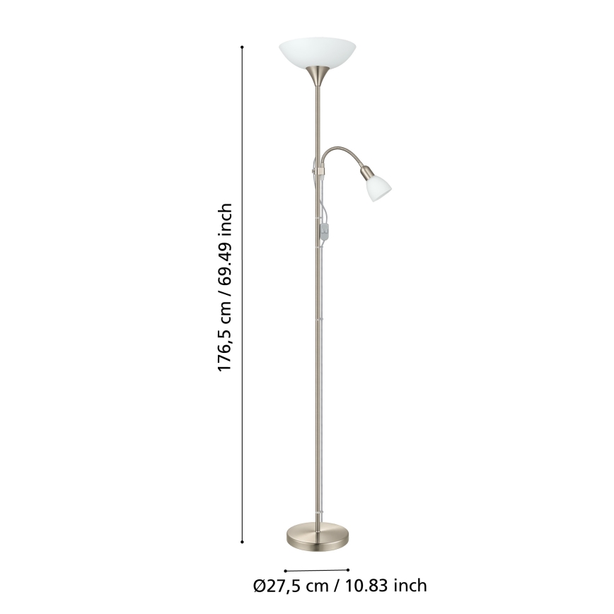 EGLO - Lampa stojąca 1xE27/60W + 1xE14/25W matowy chrom