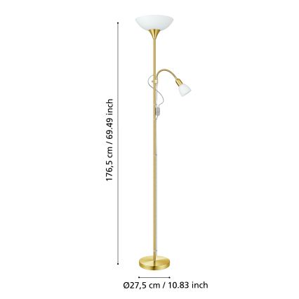 EGLO - Lampa podłogowa 1xE27/60W + 1xE14/25W złota