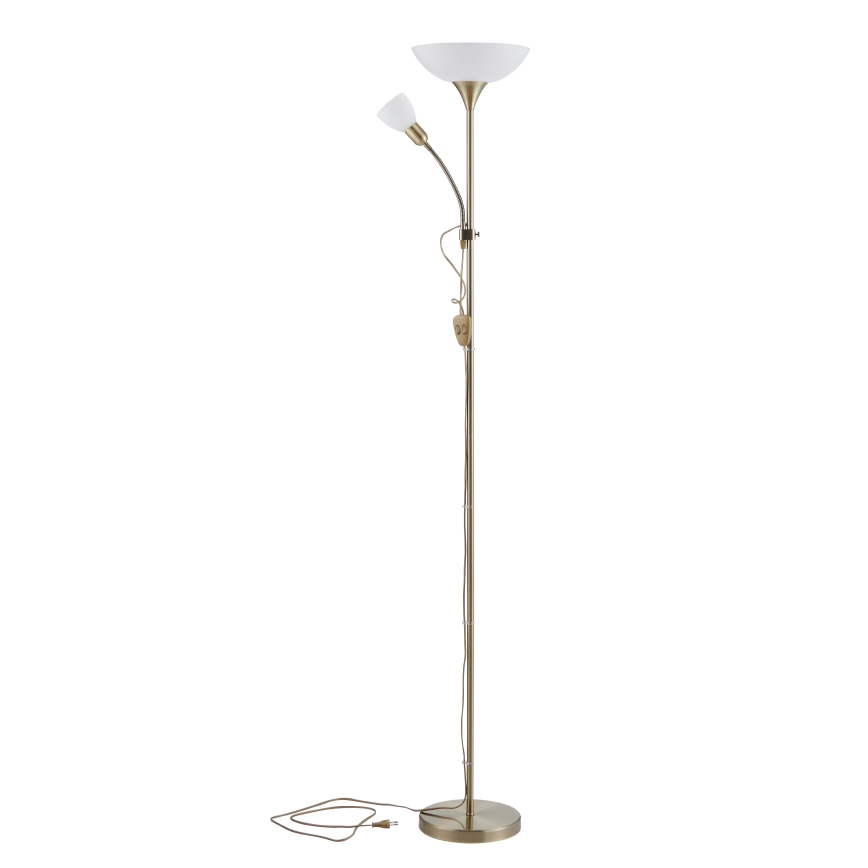 EGLO - Lampa podłogowa 1xE27/60W + 1xE14/25W mosiądz