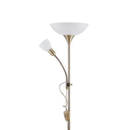 EGLO - Lampa podłogowa 1xE27/60W + 1xE14/25W mosiądz