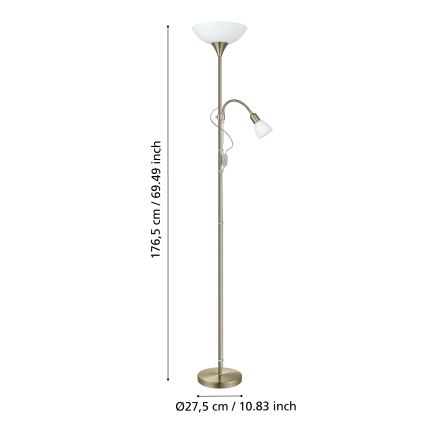 EGLO - Lampa podłogowa 1xE27/60W + 1xE14/25W mosiądz