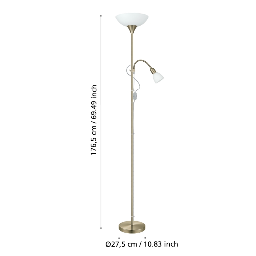 EGLO - Lampa podłogowa 1xE27/60W + 1xE14/25W mosiądz
