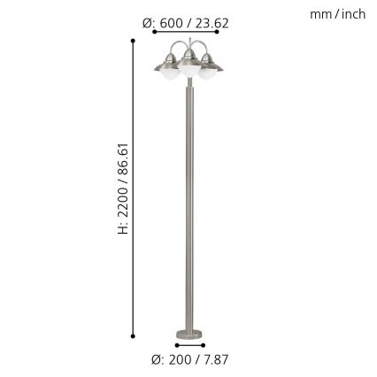 Eglo - Lampa stojąca zewnętrzna 3xE27/60W