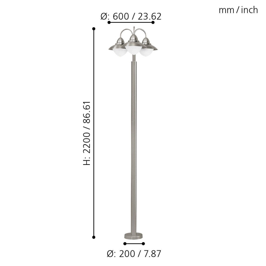 Eglo - Lampa stojąca zewnętrzna 3xE27/60W