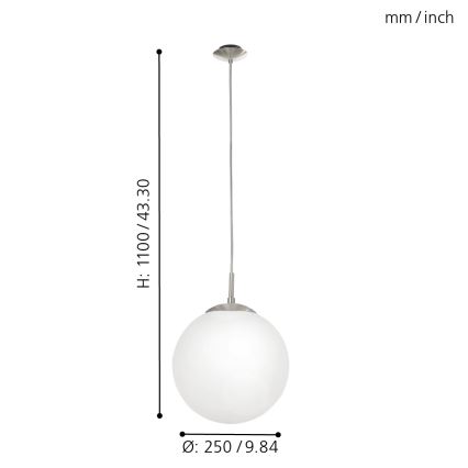 EGLO - Żyrandol na lince 1xE27/60W/230V śr. 25 cm biały