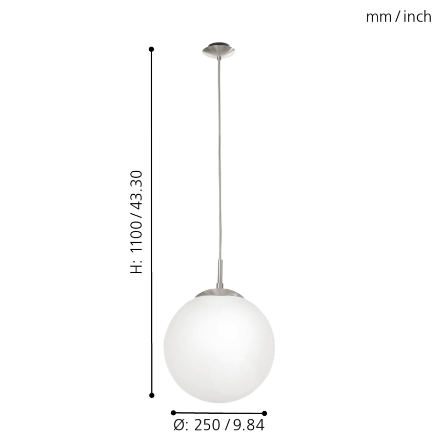 EGLO - Żyrandol na lince 1xE27/60W/230V śr. 25 cm biały