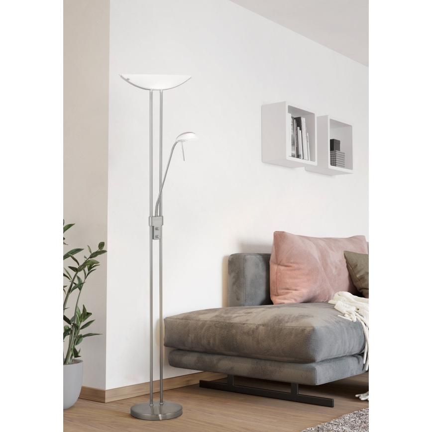 EGLO 85971 - Lampa podłogowa BAYA matowy nikiel/satyna