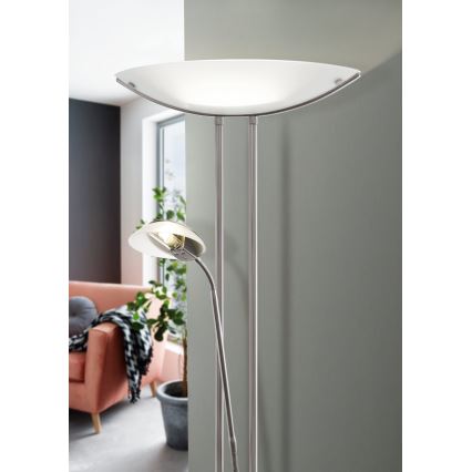 EGLO - Lampa podłogowa ściemnialna BAYA 1xR7s/230W+1xG9/33W matowy chrom