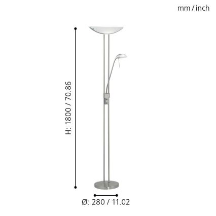 EGLO - Lampa podłogowa ściemnialna BAYA 1xR7s/230W+1xG9/33W matowy chrom
