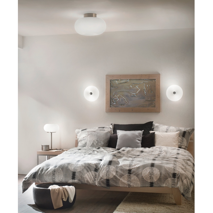 EGLO 86811 - Lampa Plafon Kinkiet OPTICA 2xE27/60W biały/opalone szkło