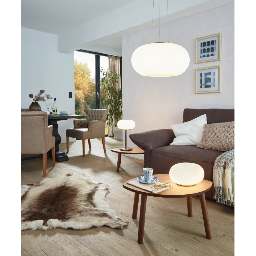 EGLO 86813 - Lampa wisząca OPTICA 2xE27/60W biały/opalone szkło