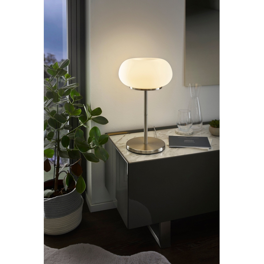 EGLO 86816 - Lampa stołowa OPTICA 2xE27/60W biały/opalone szkło