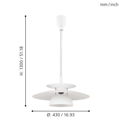 Eglo 87055 - Lampa wisząca BRENDA 1xE27/60W/230V