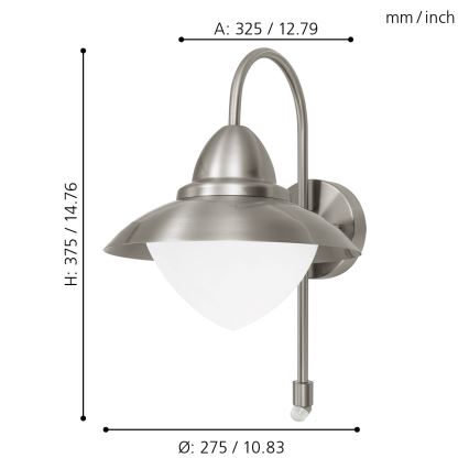 Eglo - Kinkiet zewnętrzny z czujnkiem ruchu 1xE27/60W IP44