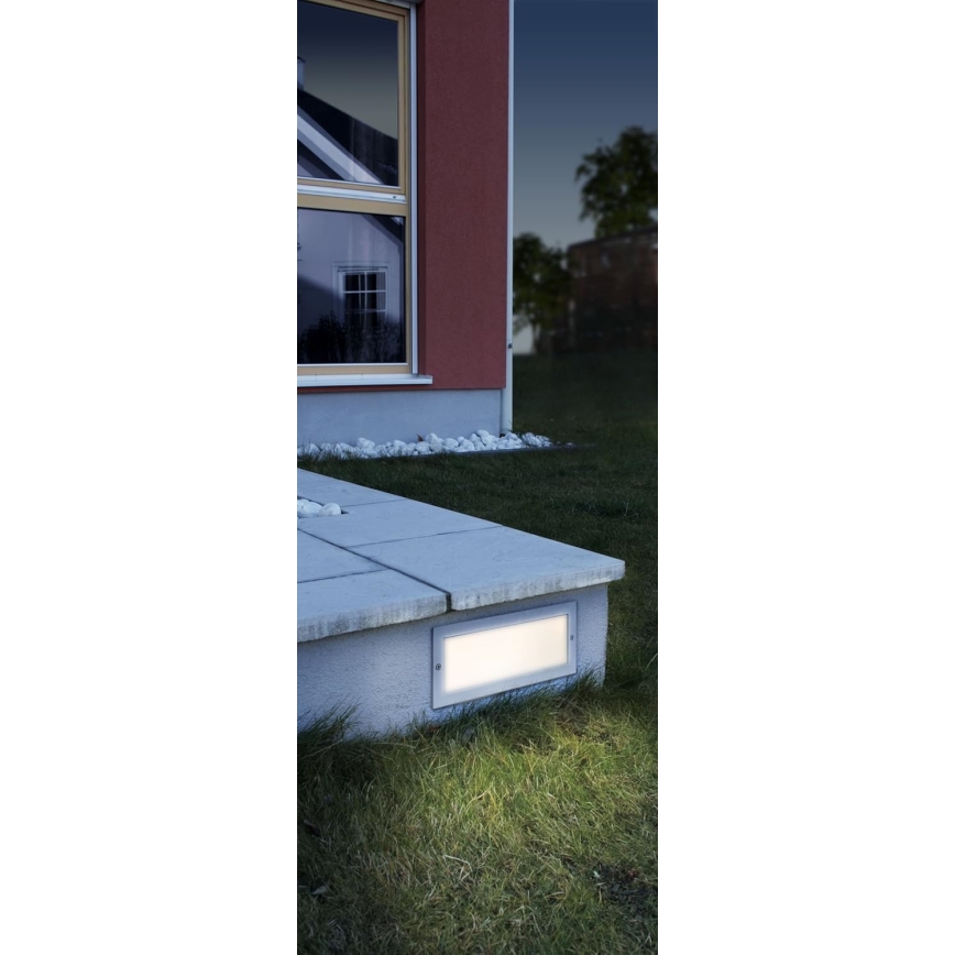 EGLO 88008 - Zewnętrzna oprawa wpuszczana ZIMBA 1xE27/60W srebrna/biała IP44