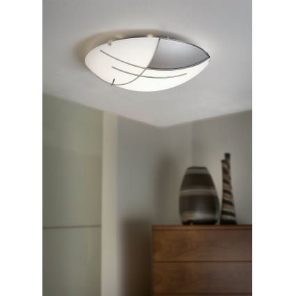 Eglo - Lampa Plafon Kinkiet 1 x E27/60W srebrny/biały